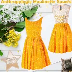 NWT $118 Anthropologie | Moulinette Souers | Polka Dot | Cotton Dress |Marigold